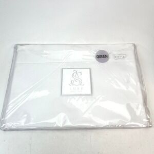 Annie Selke Luxe Grace Percale Queen Flat Sheet White 800 Thread Count